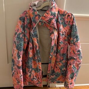 Obermeyer Pink and Green Geometric Ski Jacket